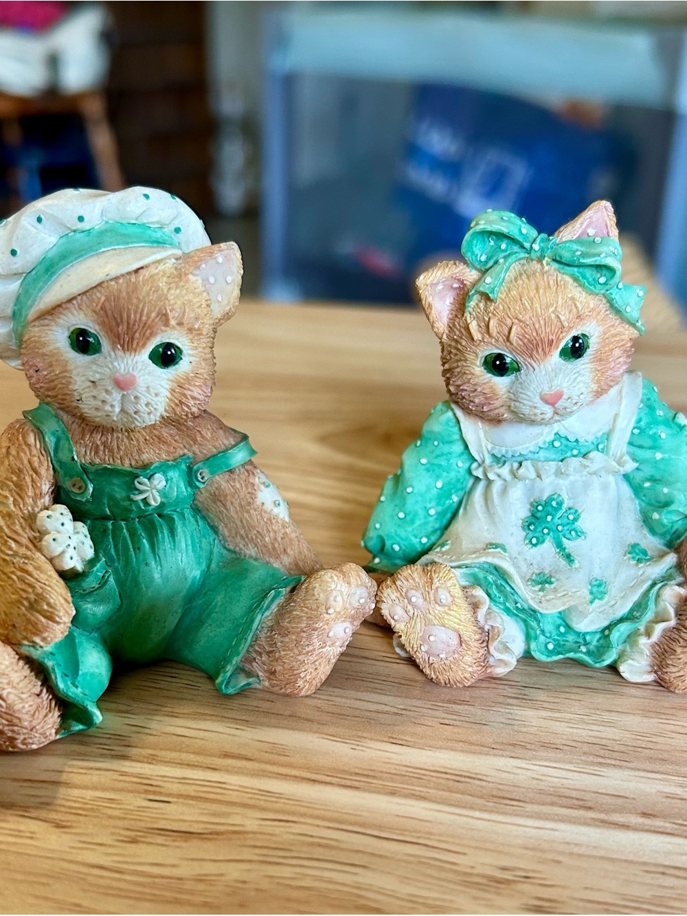 Vintage 1993 Enesco Calico Kittens Figurine Lot of 2